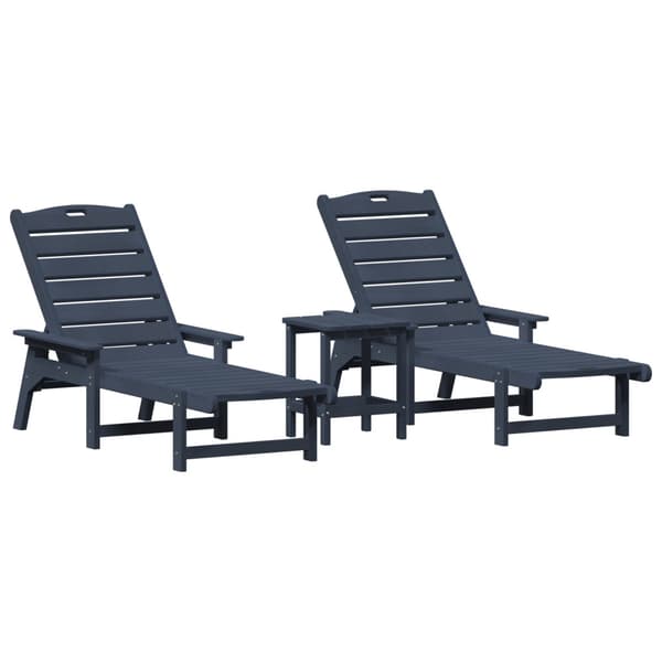 Solstol Reclining 3 pcs Marinblå polyeten