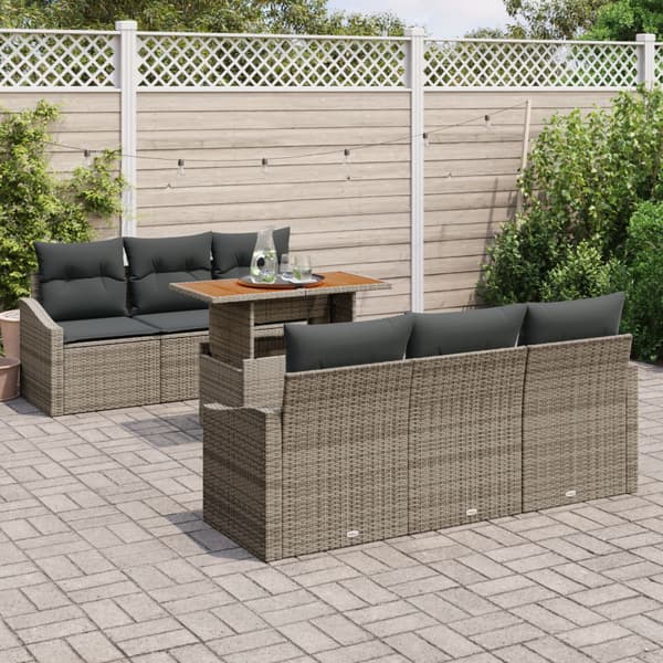 Trädgårdsoffset med lagring 7 pcs Grå Poly rattan