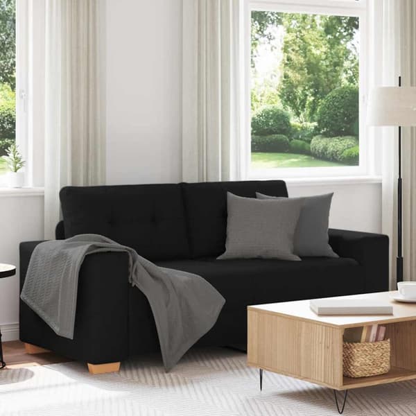 Loveseat soffa svart 180x77x82 cm tyg