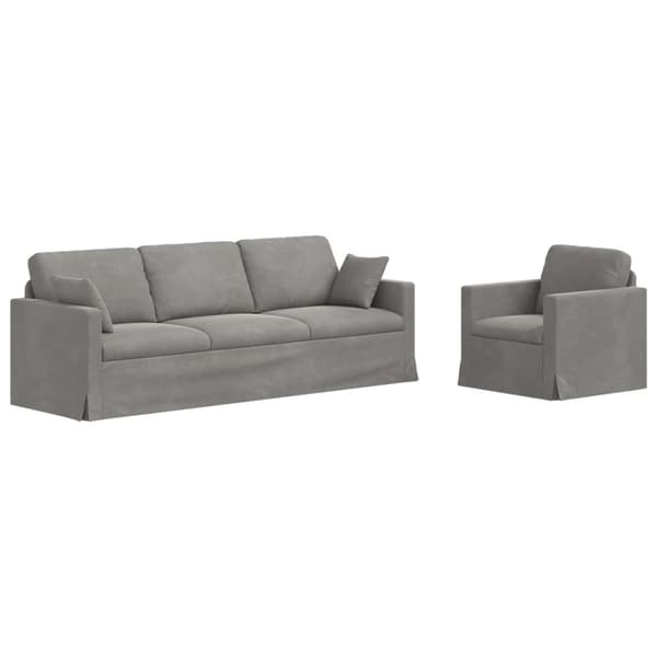 Soffset 2 pcs Ljusgrå 228 x 78 x 80 cm Sammet