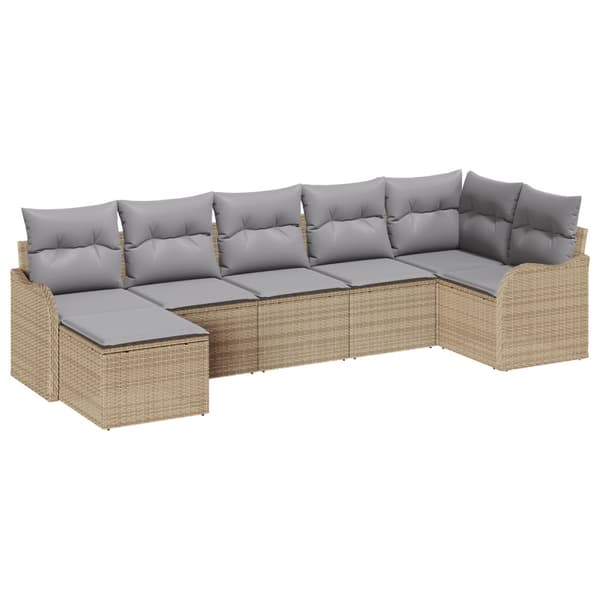 Trädgårdsoffset 7 pcs Beige konstrotting