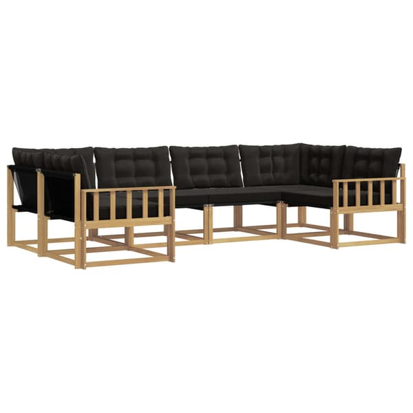 Utomhussoffset med kudde 6 pcs Vit och svart