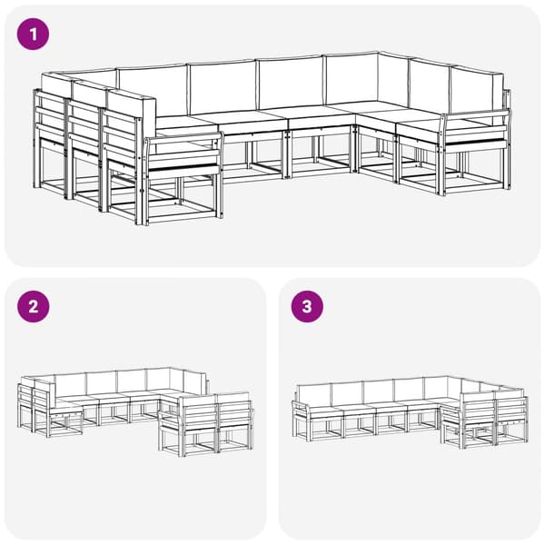 Utomhussoffset med kudde 9 pcs Vit och antracit