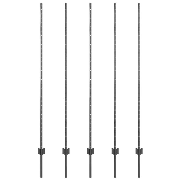 Stängselstolpe 5 pcs Grå 150 cm Stål
