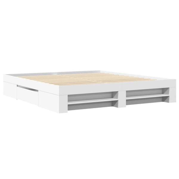 Sängram vit 200x200 cm konstruerat trä