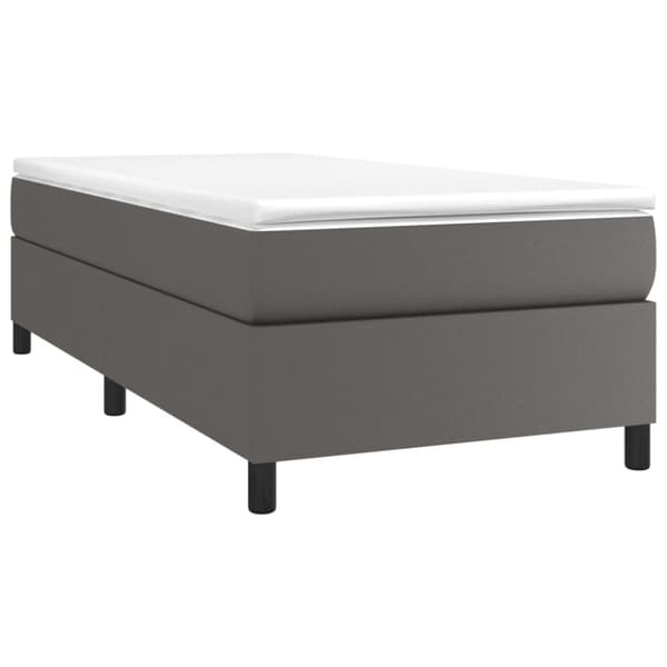 Boxspring-sängram grå 100x200 cm konstläder