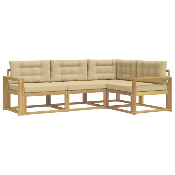 Utomhussoffset med kudde 3 pcs Vit och Beige Polyester