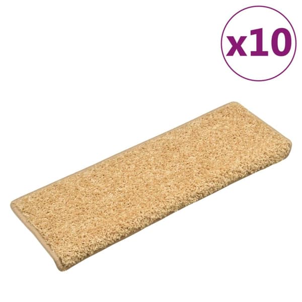 Trappmattor 10 st 65x21x4 cm beige rektangulär kant