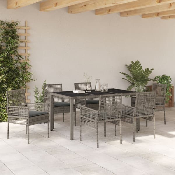 Trädgårdsmöbelset 7 pcs Grå konstrotting