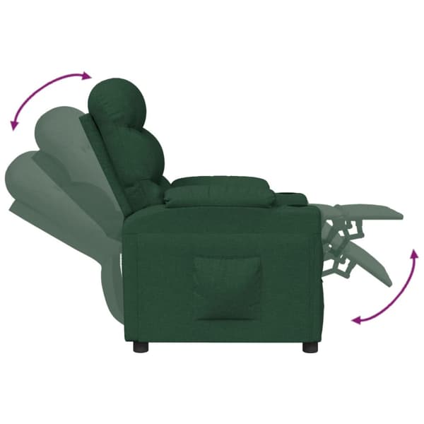 Reclinerfåtölj mörkgrön tyg
