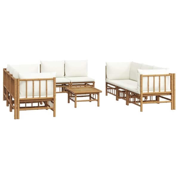 Loungegrupp 9 delar gräddvita dynor bambu
