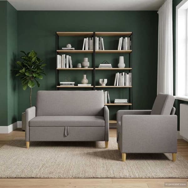 Soffgrupp med förvaring 2 pcs Taupe Polyester