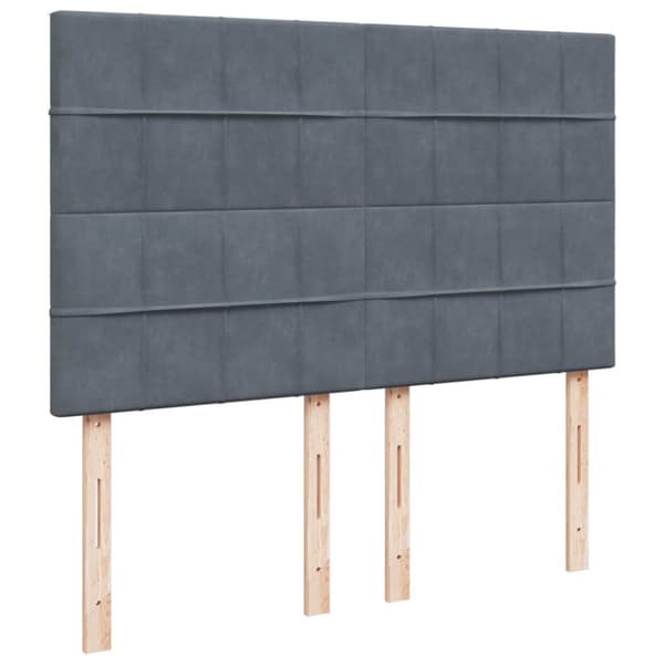 Ramsäng med madrass mörkgrå 160x200 cm sammet