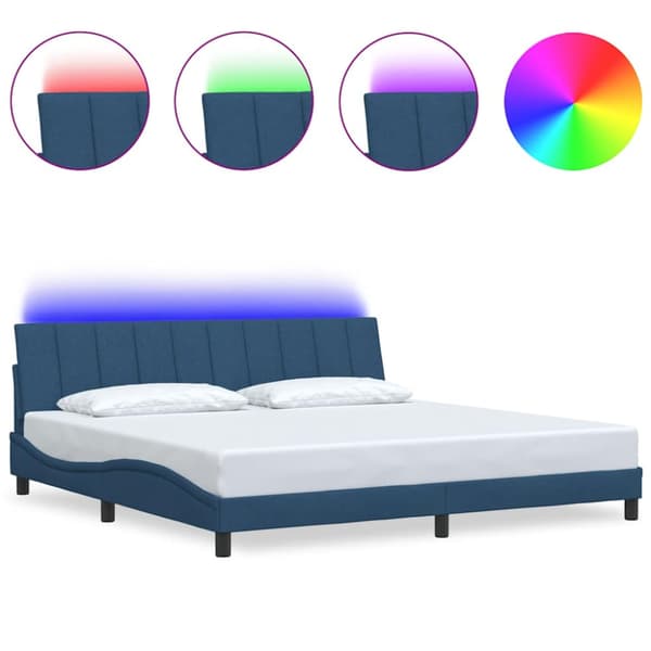 Bed Frame without Mattress "Hanko" Blue 200x200cm Fabric