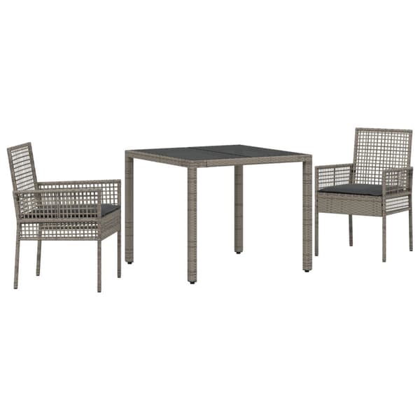Trädgårdsmöbelset 3 pcs Grå konstrotting