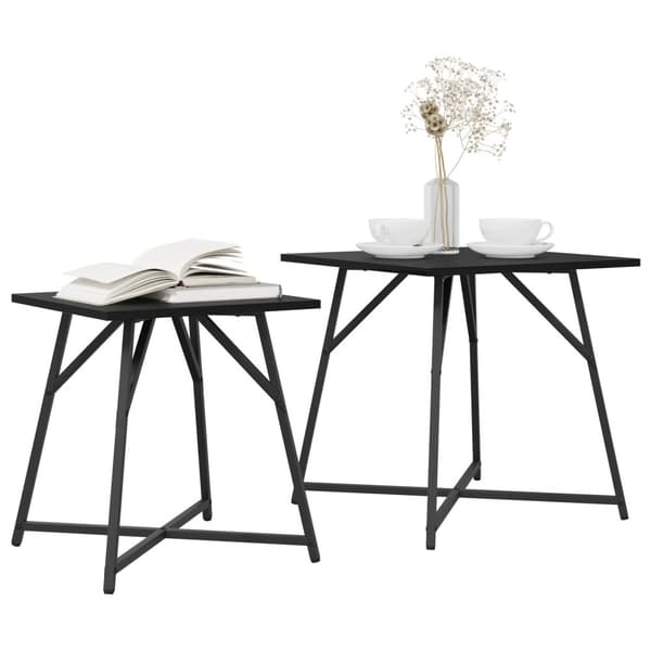 Sidobordsset 2 pcs Svart Ek