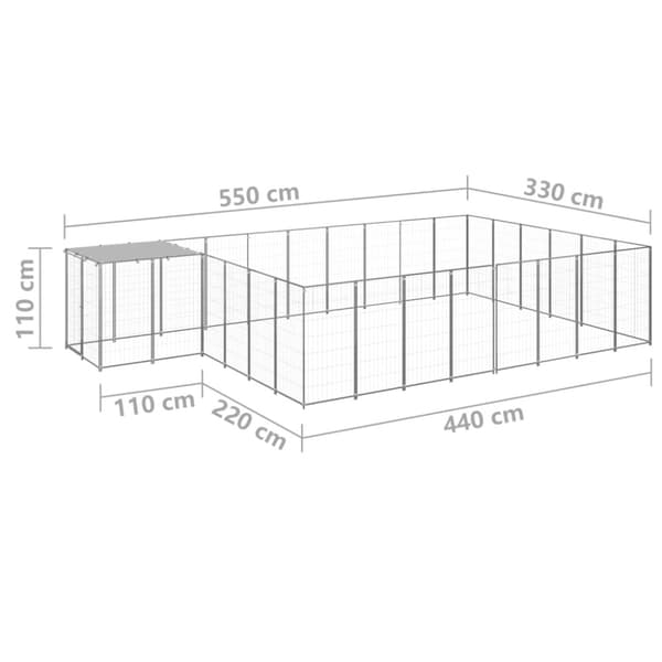 Hundgård silver 15,73 m² stål