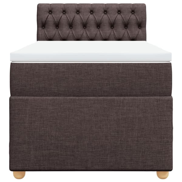 Ramsäng med madrass mörkbrun 90x190 cm tyg