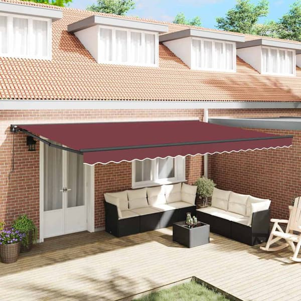 Markisram Vinröd 500 × 300 cm Polyester med PU-beläggning