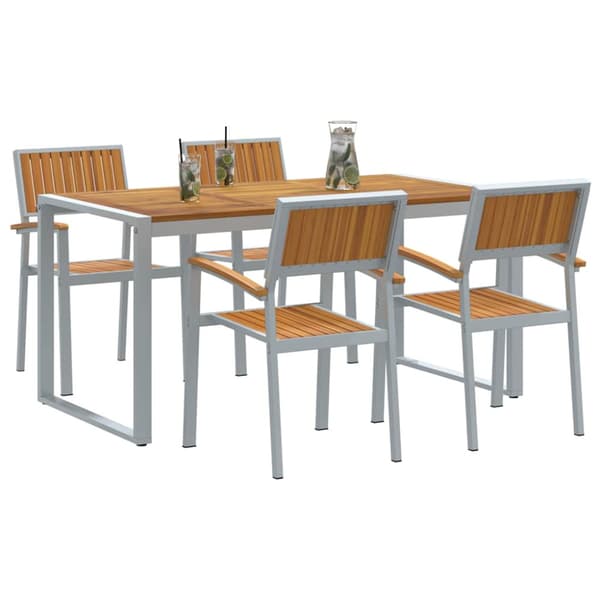 Trädgårdsmöbelset 5 pcs Grå Massivt Akaciaträ