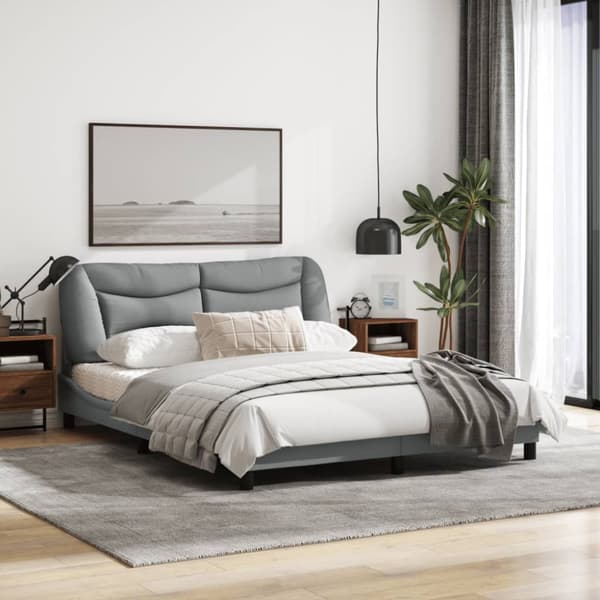 Bed Frame without Mattress "Hvar" Light Grey 160x200 cm Fabric