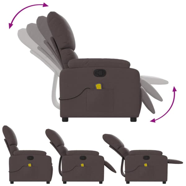 Massagefåtölj mörkbrun tyg