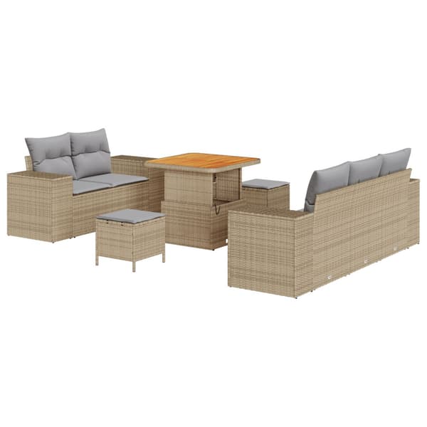 Trädgårdsoffset 8 pcs Beige konstrotting