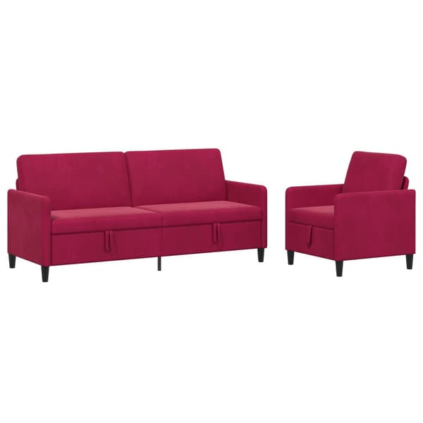 Soffgrupp med förvaring 2 st Vinröd Polyester
