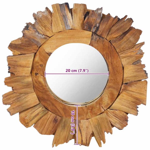 Väggspegel rund 40 cm teak