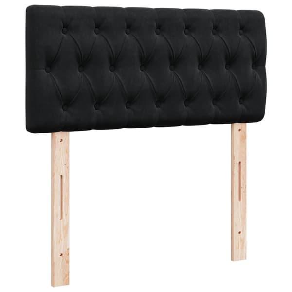Ramsäng med madrass svart 90x190 cm sammet