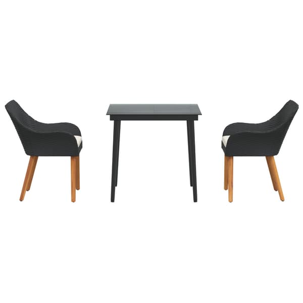 Trädgårdsmöbelset med kudde 3 pcs Svart konstrotting