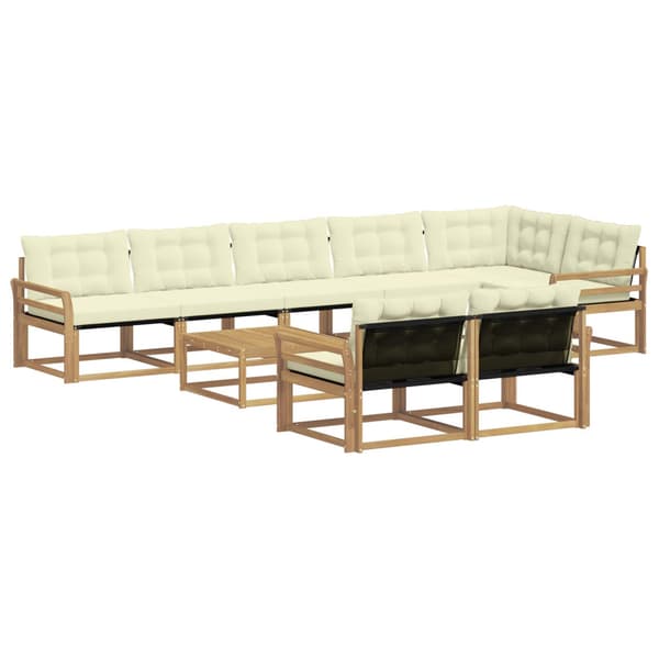 Utomhussoffset 9 pcs Vit och grädde 79 x 79 x 37 cm