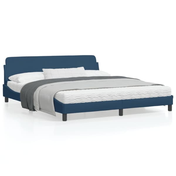 Bed Frame with Headboard "Dover" Blue 180x200 cm Fabric