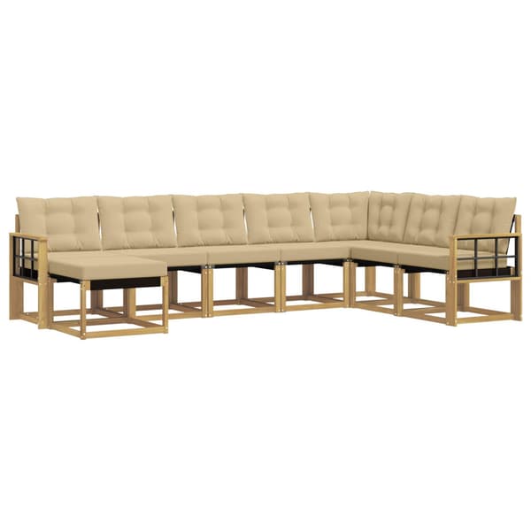 Utomhussoffset med kudde 8 pcs Vit och Beige