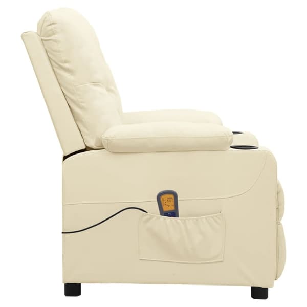 Massagefåtölj gräddvit konstläder