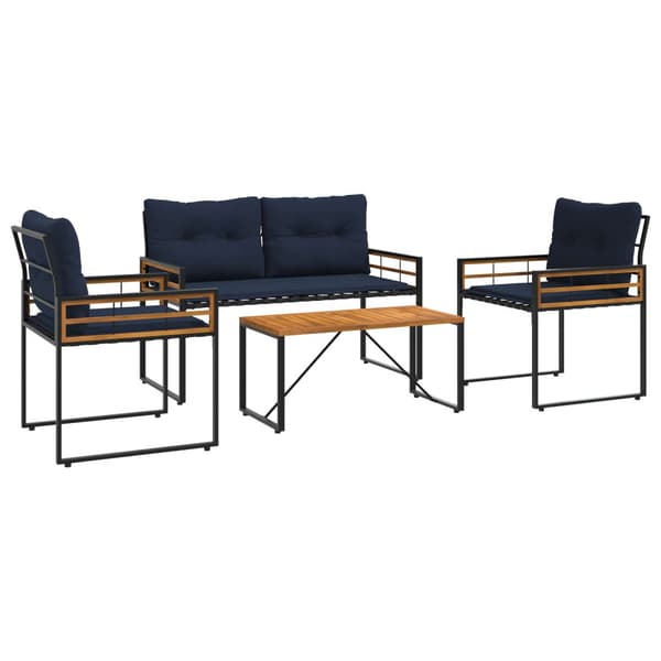 Utemöbelset med kudde 4 pcs Marinblå