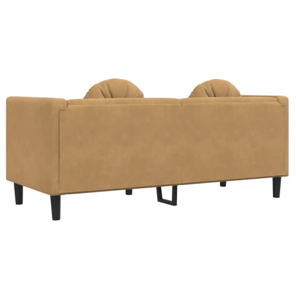 Soffa med kuddar 2-sits brun konstmocka