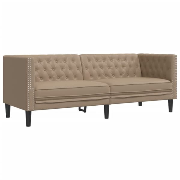 Soffgrupp chesterfield 3 delar cappuccino konstläder