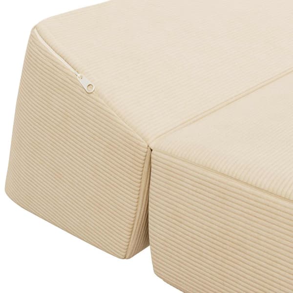 Fällbar Soffbed Gräddvit 60 x 70 x 41 cm Tyg