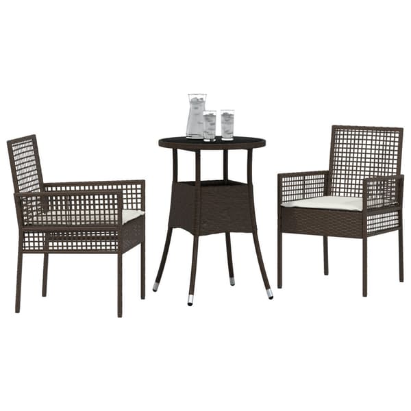 Trädgårdsmöbelset 3 pcs Brun konstrotting