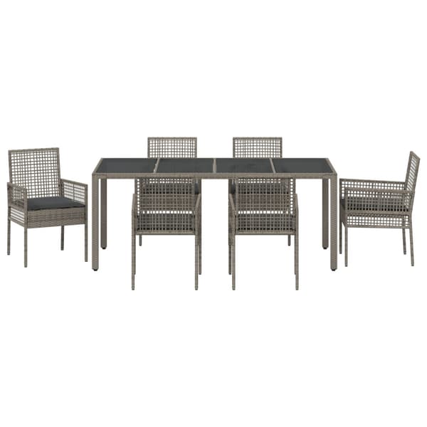 Trädgårdsmöbelset 7 pcs Grå konstrotting