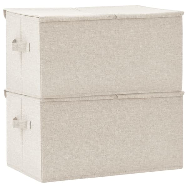 Förvaringslåda 2 st tyg 50x30x25 cm gräddvit