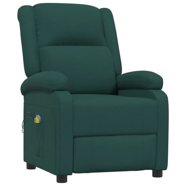 Massagefåtölj mörkgrön tyg