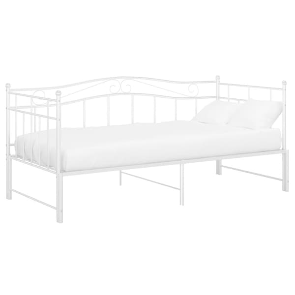 Utdragbar sängram bäddsoffa vit metall 90x200 cm