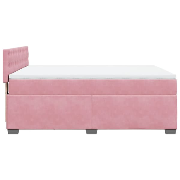 Ramsäng med madrass rosa 160x200 cm sammet