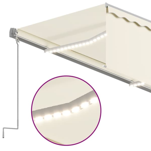 Automatiserad markis vindsensor rullgardin LED 3x2,5m gräddvit