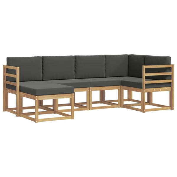 Utomhussoffset med kudde 6 pcs Vit och antracit Polyester
