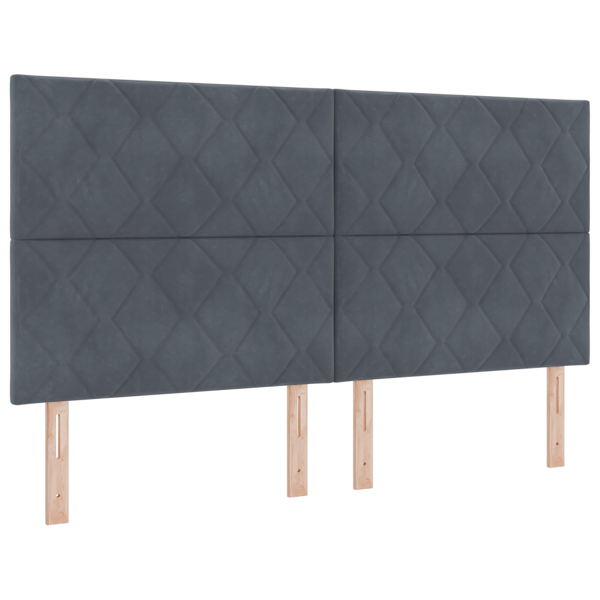 Bäddfjäder med LED-ljusslingor Mörkgrå 180 x 200 cm Sammet