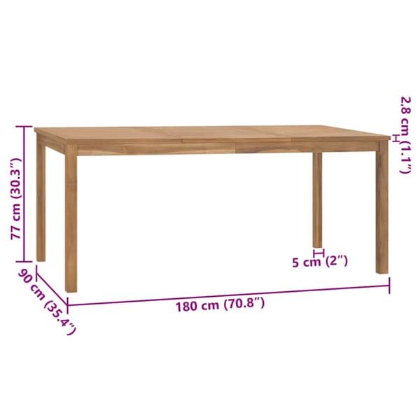 Trädgårdsbord 180x90x77 cm massiv teak