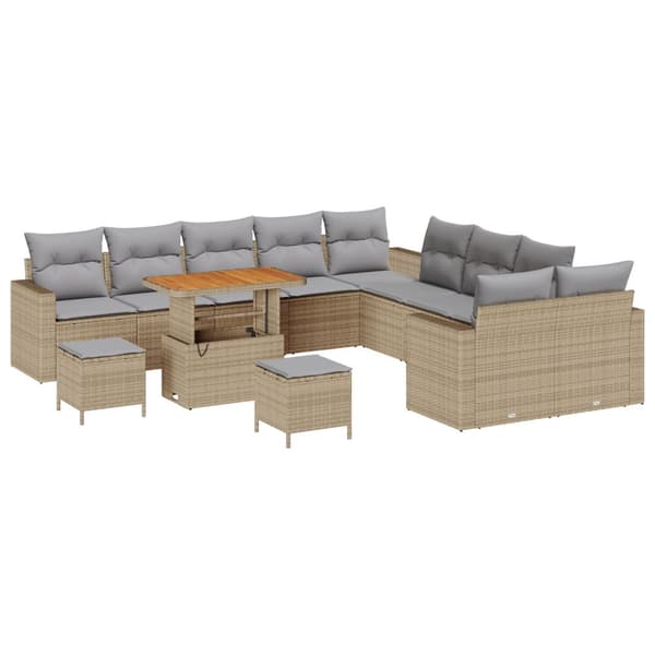Trädgårdsoffset 13 pcs Beige konstrotting